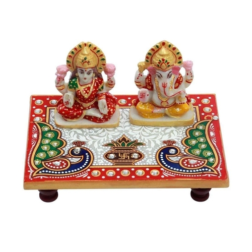 HOUSEHOLD HUB Laxmi Ganesh Ji Idol with Marble Choki,Marble Pooja Mini