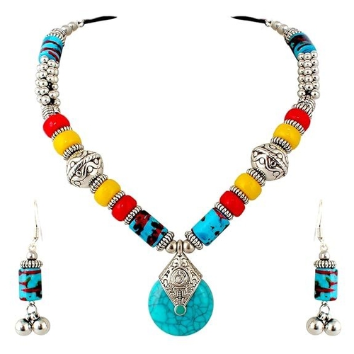 Jewellery Tribal Boho Necklace Set with Earrings for Women & Girls