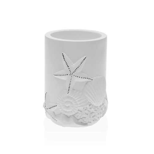 Toothbrush Holder Versa White Ocean Resin (8,3 x 11 x 8,3 cm)