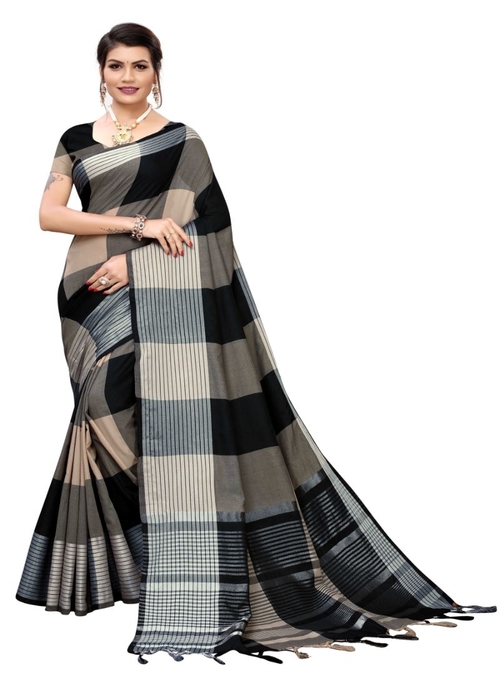 Generic Women's Cotton Saree (Multi, 5-6 Mtrs)