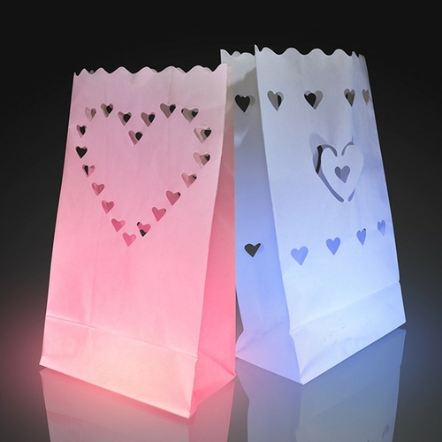 Blinkee 22 Luminary Bags with Heart Designs