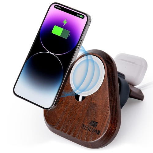 Wood Phone Docking Station Compatible with Magnetic Charger Gifts for