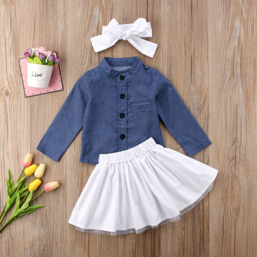 Newborn Toddler Kids Baby Girl Denim Tops