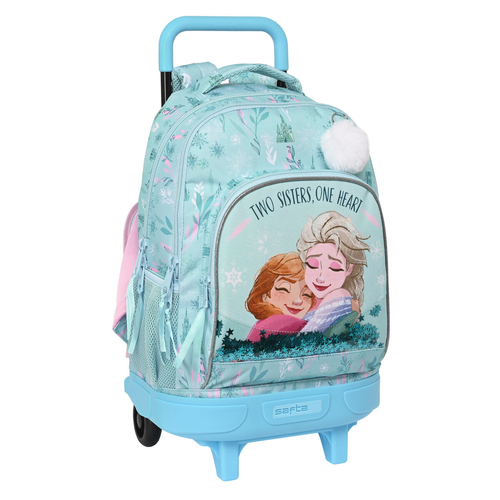 School Rucksack with Wheels Frozen One heart Turquoise Green 33 X 45 X