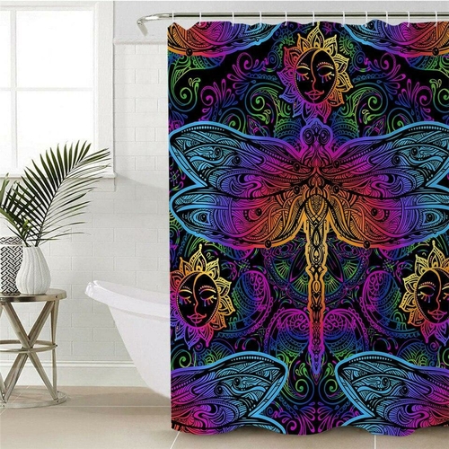 Colorful Oriental Dragonfly Shower Curtain