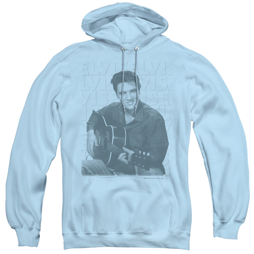 Elvis Presley & Repeat Adult Pullover Hoodie, Light Blue - Medium