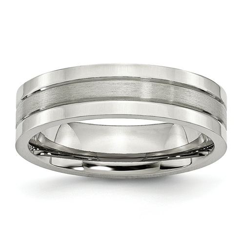 Bridal SR30-6 6 mm Stainless Steel Grooved Satin & Polished Band - Siz