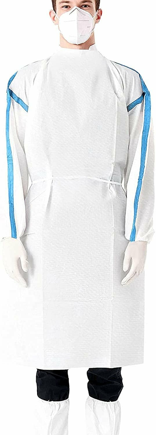 Disposable Gown XX-Large. White Isolation Gown. 50 gsm Microporous