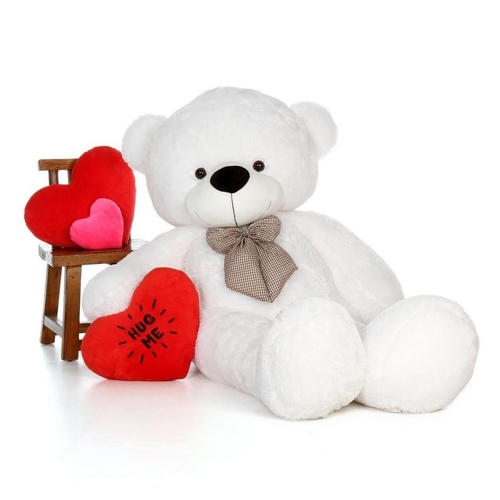 80Cm White Teddy With tie - 3ft