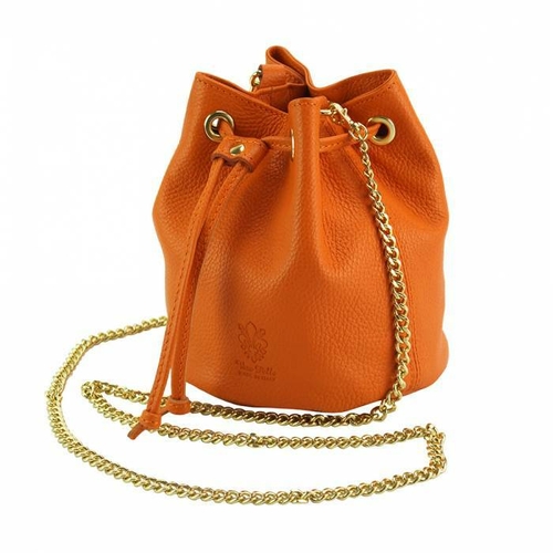 Italian Artisan 469-9124-Orange Ilaria Womens Leather Crossbody or Sho