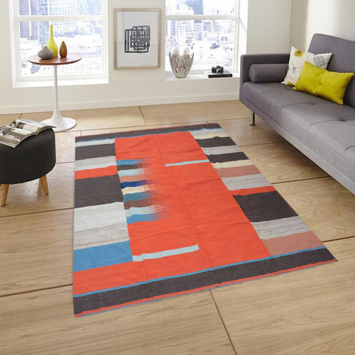 Modern Carmine Pink Kilim Rug