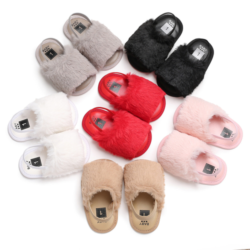 2019 Fashion Faux Fur Baby Summer Shoes Cute