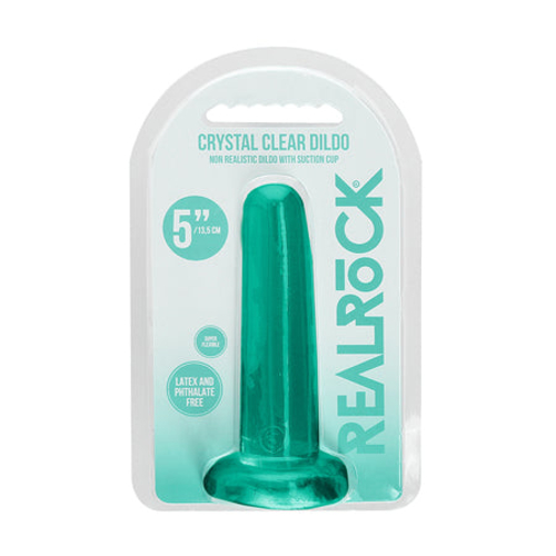RealRock Crystal Clear Non-Realistic 5 in. Straight Dildo With Suction
