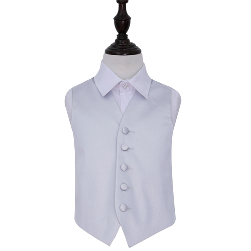 Plain Satin Waistcoat - Boys - Silver, 28'