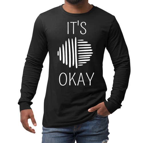 Mens Long Sleeve Graphic T-shirt - Say it Soul - its Okay - White Line
