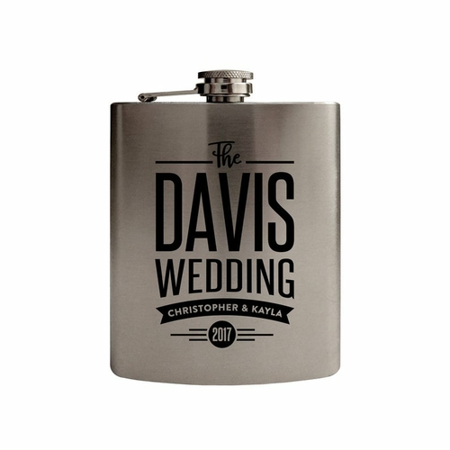 Bridal Party Gift, Stainless Steel, 8 oz, Engraved Flask, Best Man
