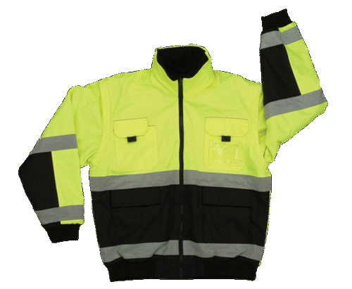 2W 350C-3 4XL Class 3 Reversible Bomber Jacket - Black & Lime- 4 Extra
