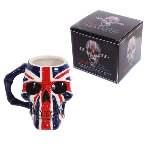 Novelty Skull Head Union Flag Ceramic Mug