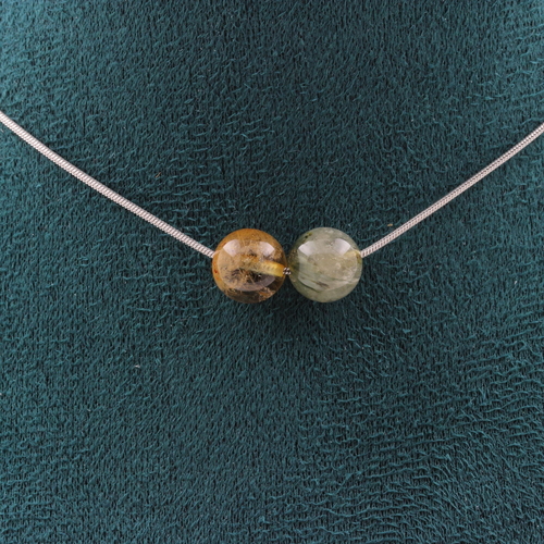 Rutilated Quartz 8 mm 2 beads necklace.