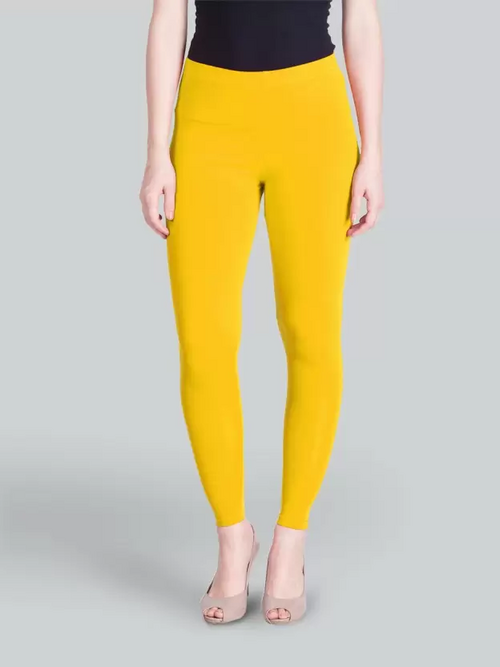 Women's  Ankle Length Ethnic Wear Legging  (Yellow, Solid) Size L