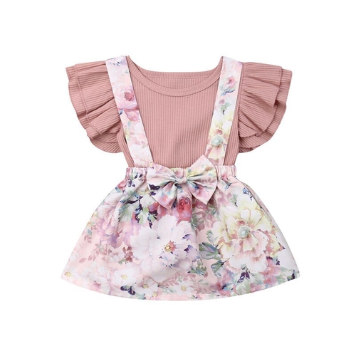 US Toddler Kids Baby Girl Tops Romper Suspender