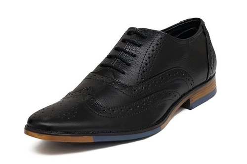 Men Genuine Leather Formal Brogue Shoe (Size-UK-6 (Color-BLACK)