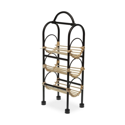 Round Bottle Rack Versa Metal Rattan MDF Wood (18 x 12 x 43,5 cm) (12