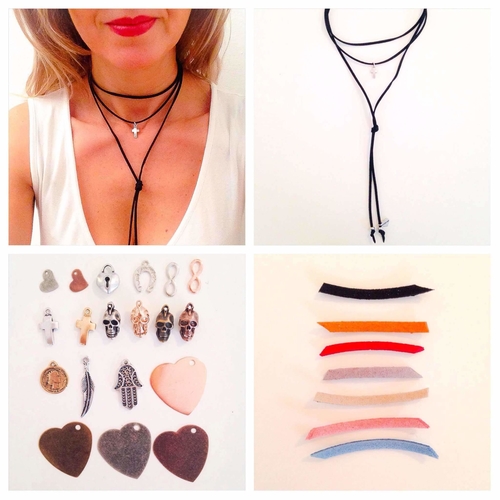 Choker in suede leather and charm. You can choose your favorite color