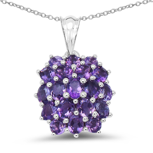 3.10 Carat Genuine Amethyst .925 Sterling Silver Pendant