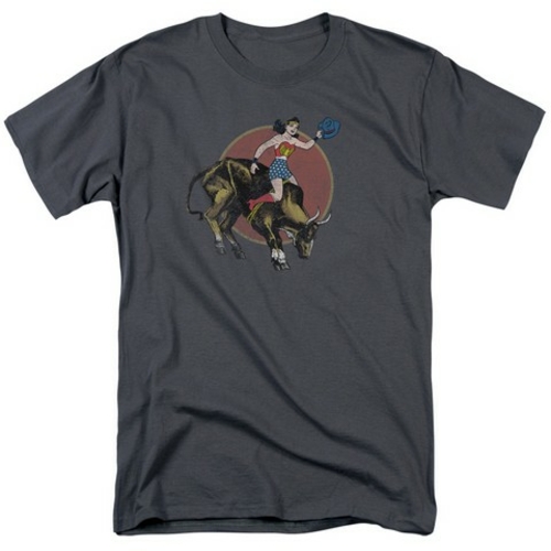 Trevco Jla-Bull Rider Short Sleeve Adult 18-1 Tee- Charcoal - Medium