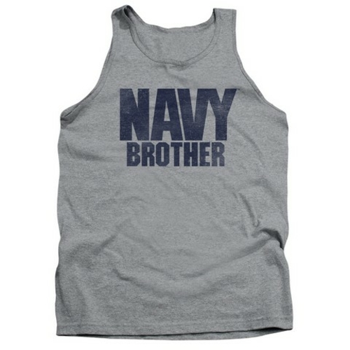 Trevco Navy-Brother Adult Tank Top, Athletic Heather - 2X