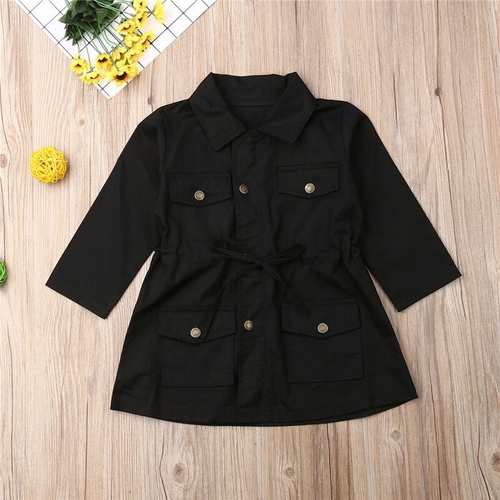 Pudcoco Fashion Kids Girls Autumn Lapel Horn Long