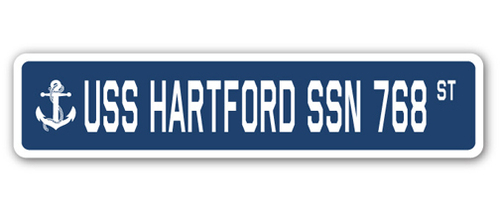 SignMission SSN-Hartford Ssn 768 4 x 18 in. A-16 Street Sign - USS Har