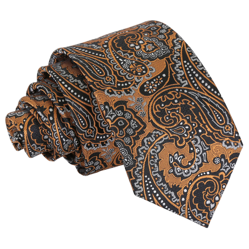 Royal Paisley Slim Tie - Gold & Silver