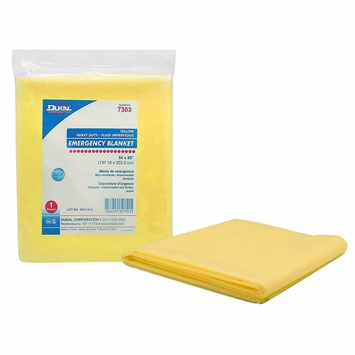 Dukal Emergency Blanket 54" x 80". Yellow Blanket for hospitals,