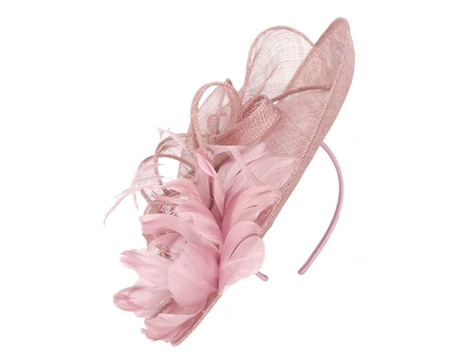 Large dusty pink feather fascinator