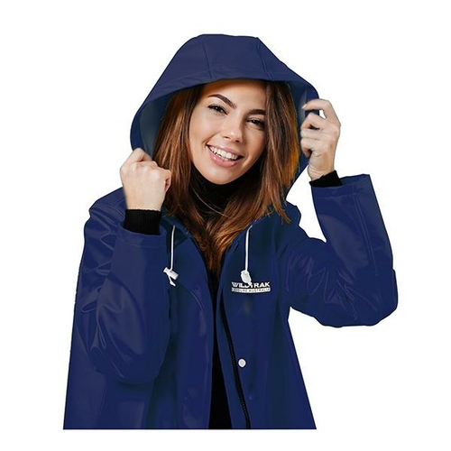 Women Hooded Raincoat Jacket Large Navy