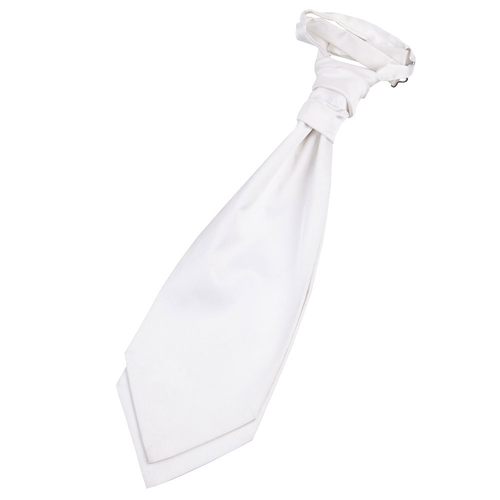 Plain Satin Pre-Tied Ruche Cravat - White