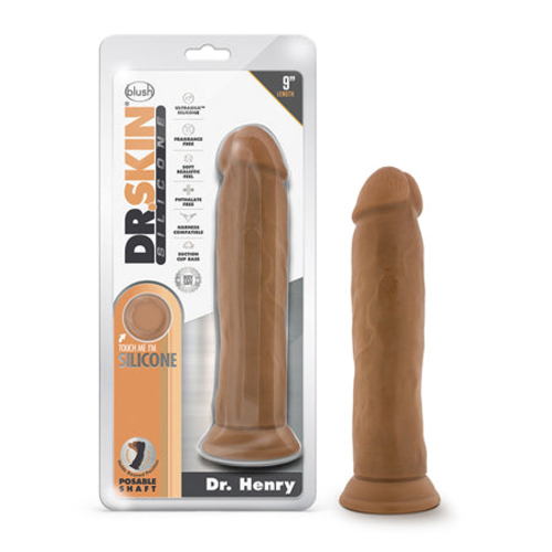 Blush Dr. Skin Silicone Dr. Henry Realistic 9 in. Posable Dildo with