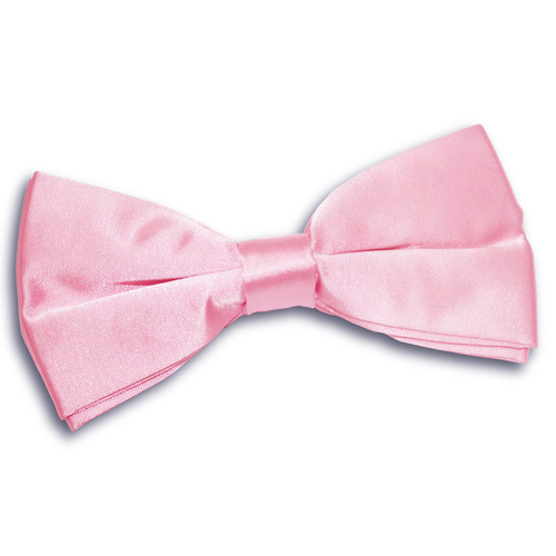 Plain Satin Pre-Tied Bow Tie - Baby Pink