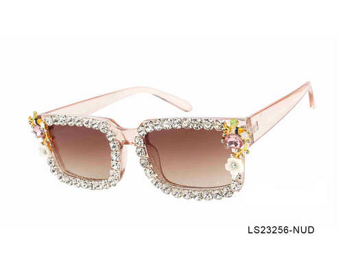 Square Nude with Rhinestones Woman Sunglasses-LS23256