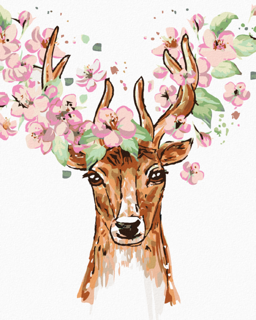 Paint by Numbers - DEER WITH FLOWERS