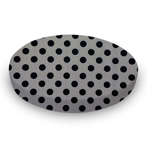 SheetWorld Fitted Round Crib Sheet - 100% Cotton Woven - Black Polka