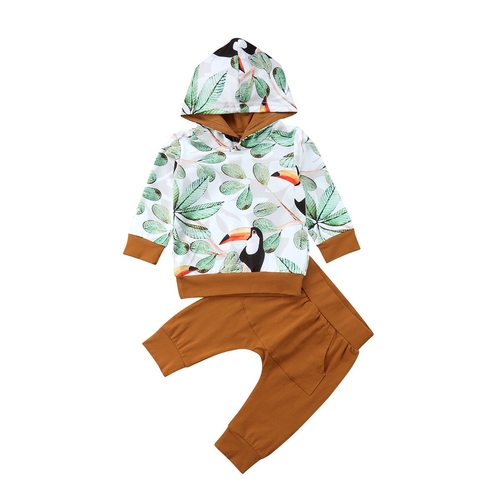 2Pcs Newborn Toddler Baby Boys Long Sleeve Hooded