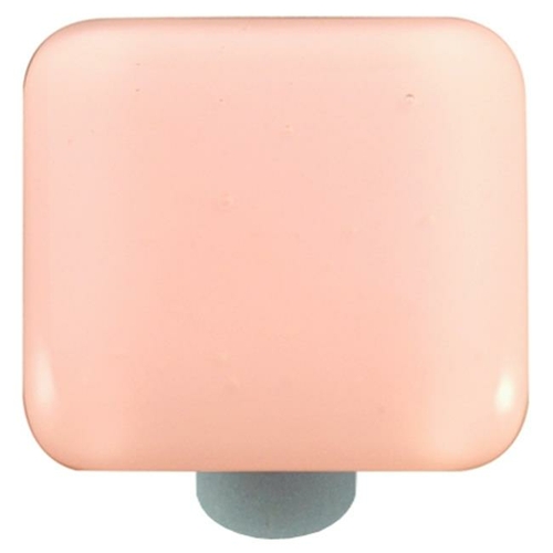 Hot Knobs HK1000-KA Petal Pink Square Glass Cabinet Knob - Aluminum Po