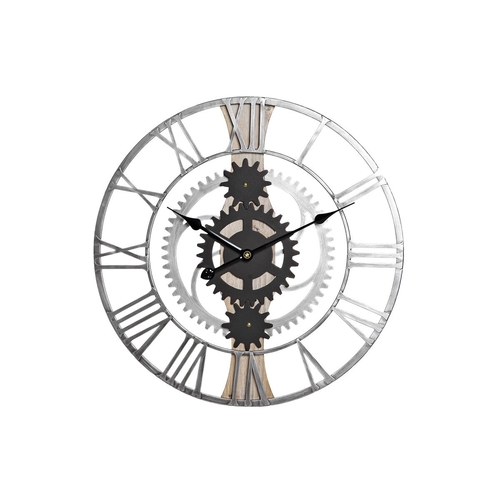 Wall Clock DKD Home Decor Silver Black MDF Iron Gears Loft (60 x 4 x