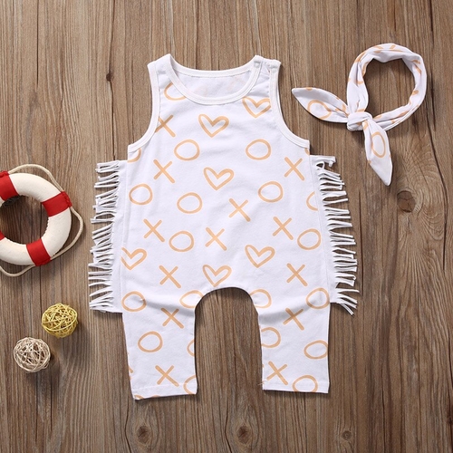 Baby Rompers Summer Sleeveless Rompers + Headband