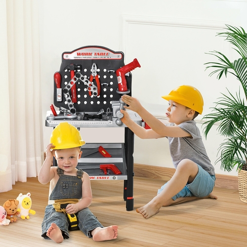 Qaba Kids Workbench and Construction Toy, Toddler Tools Workshop, STEM
