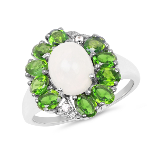 2.93 Carat Genuine Ethiopian Opal, Chrome Diopside & White Topaz .925