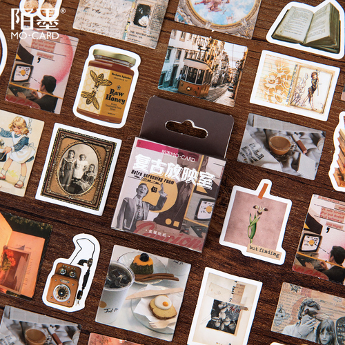 46PCS/PACK Retro Camera Coffee Sticker Marker